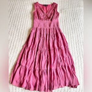 J Gee Pink Boho Lace Maxi Dress